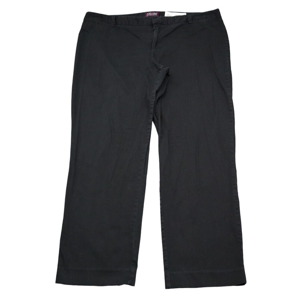 Roz Ali Pants Womens 16 Black High Waist Denim Straight Leg Hook Eye Casual